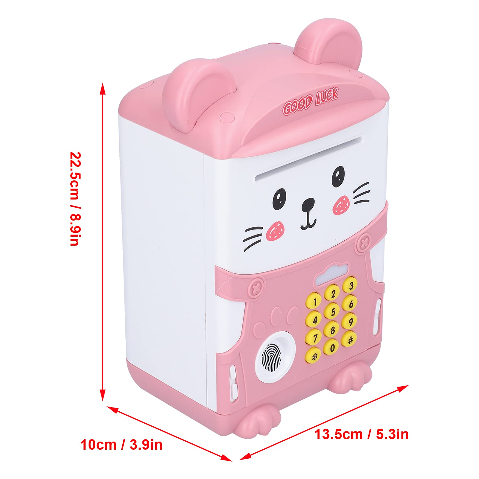 Banques d'argent de Verrouillage de Code D'empreintes Digitales Électroniques pour Enfants, Mini ATM Auto Scroll Paper Money Tirelire en Un Clic Machine à Raconter des Histoires avec Lumière Musicale
