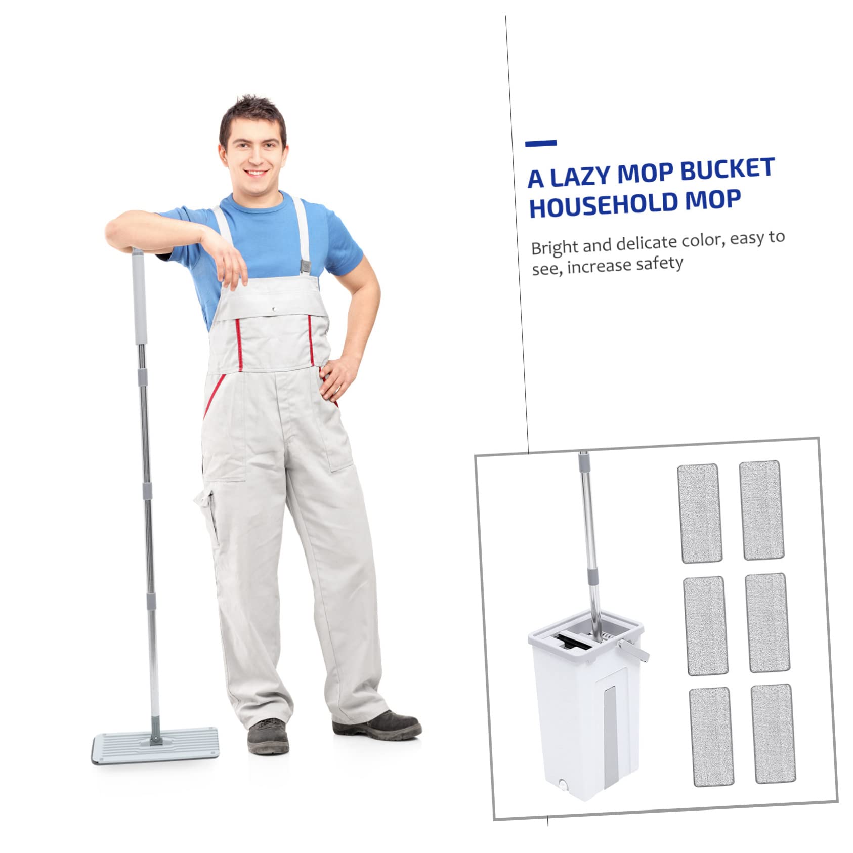 Kit de Trapeador de Limpieza Giratorio con Cubo y 6 Paños | Microfibra, Plástico y Acero Inoxidable, Mango Integrado, 1 Juego Portátil para Limpieza a Fondo