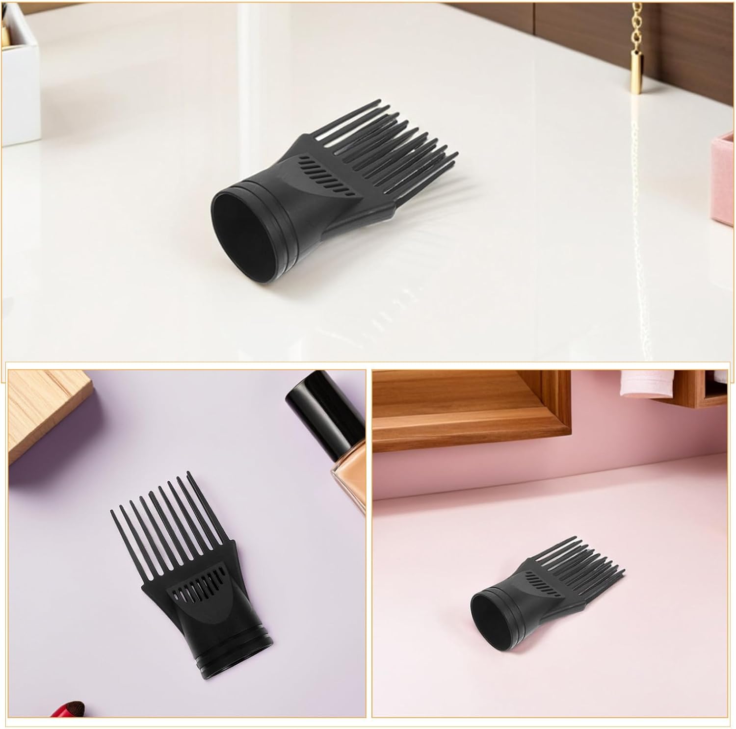 7pcs Blow Dryer Attachment Nozzle Comb Set, Plastic Hair Dryer Nozzles with High Temperature Resistance and Heat Damage Prevention, Universal Diffuser Attachment for Home Use