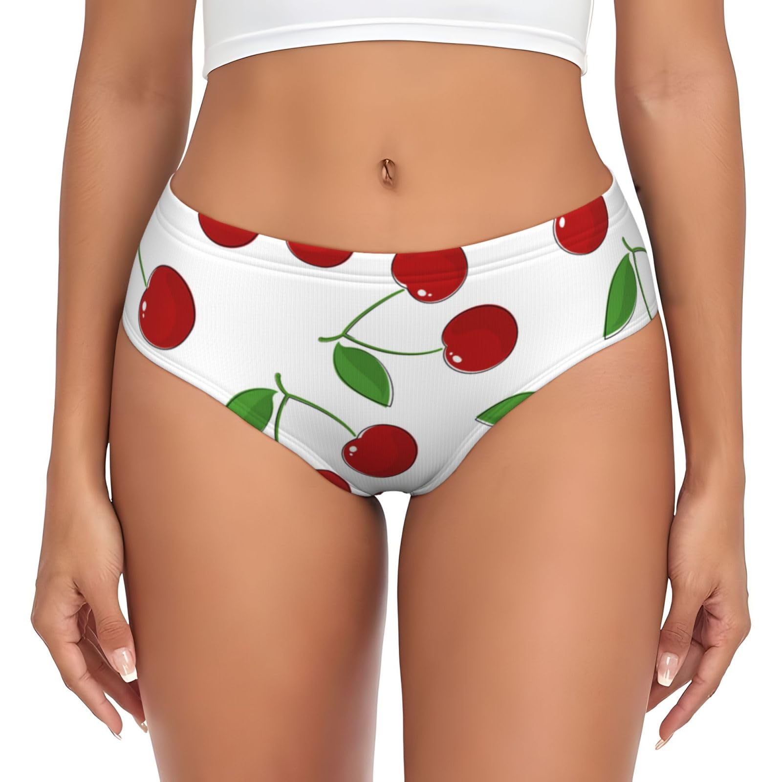 Yofien Women's Multicolour Sweet Cherry Pattern, Briefs Underwear Support Pouch Comfort Soft Briefs For
