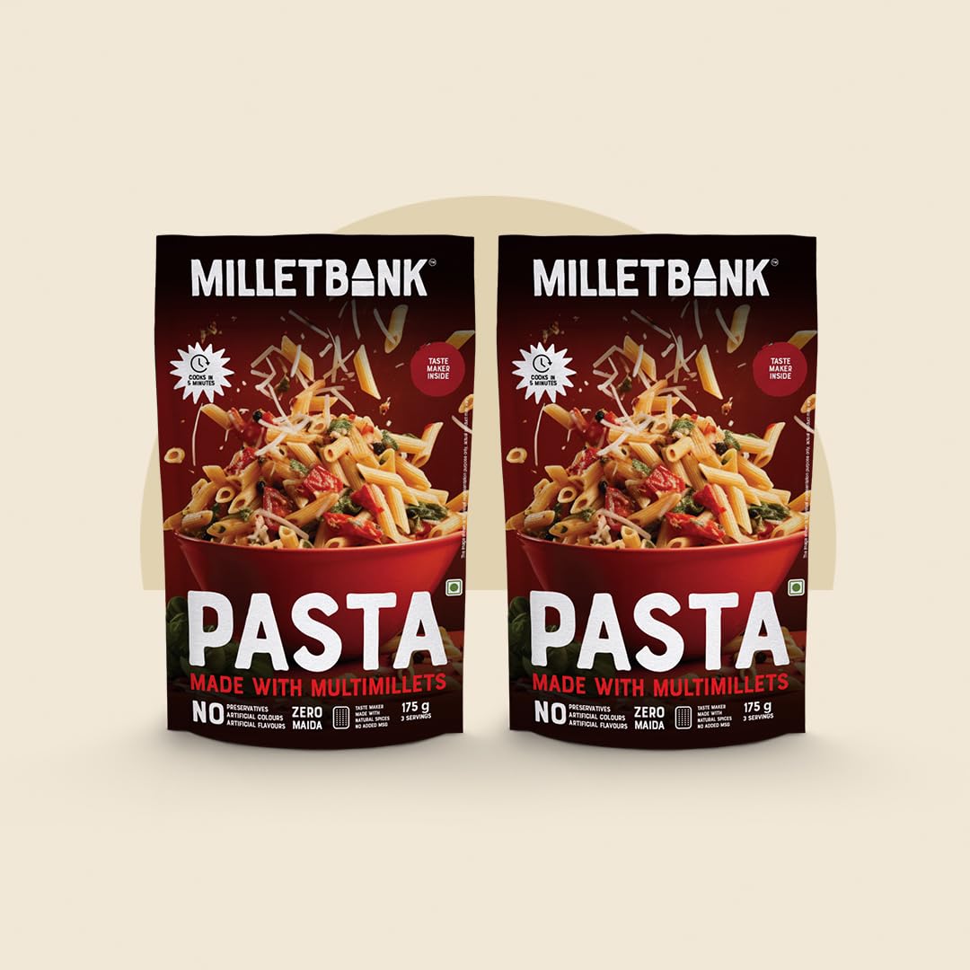 Millet Bank No Maida Multimillet Millet Pasta | Healthy Pasta made with Millets and Whole Wheat | 175 grams X 2 (B0C4PG8LX9) Amazon Price History, Amazon Price Tracker