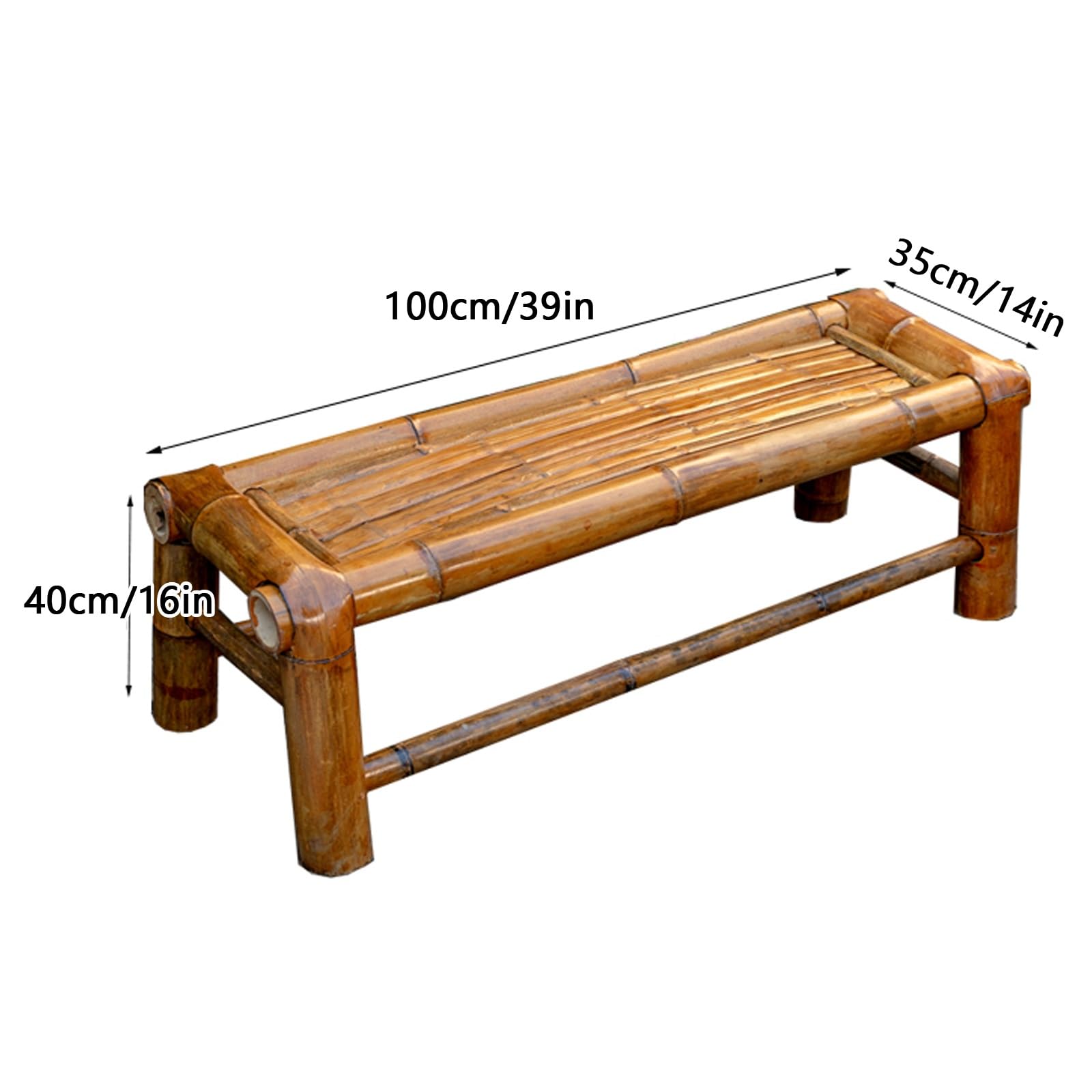 Panchina da Giardino in Bambù per Patio, Divanetto a Due Posti, Panche da Esterno Resistenti Alle Intemperie Panca Esterno per Giardino, Patio, Balcone, Carico Massimo 300 Kg(100x35x40cm/39x14X16in)