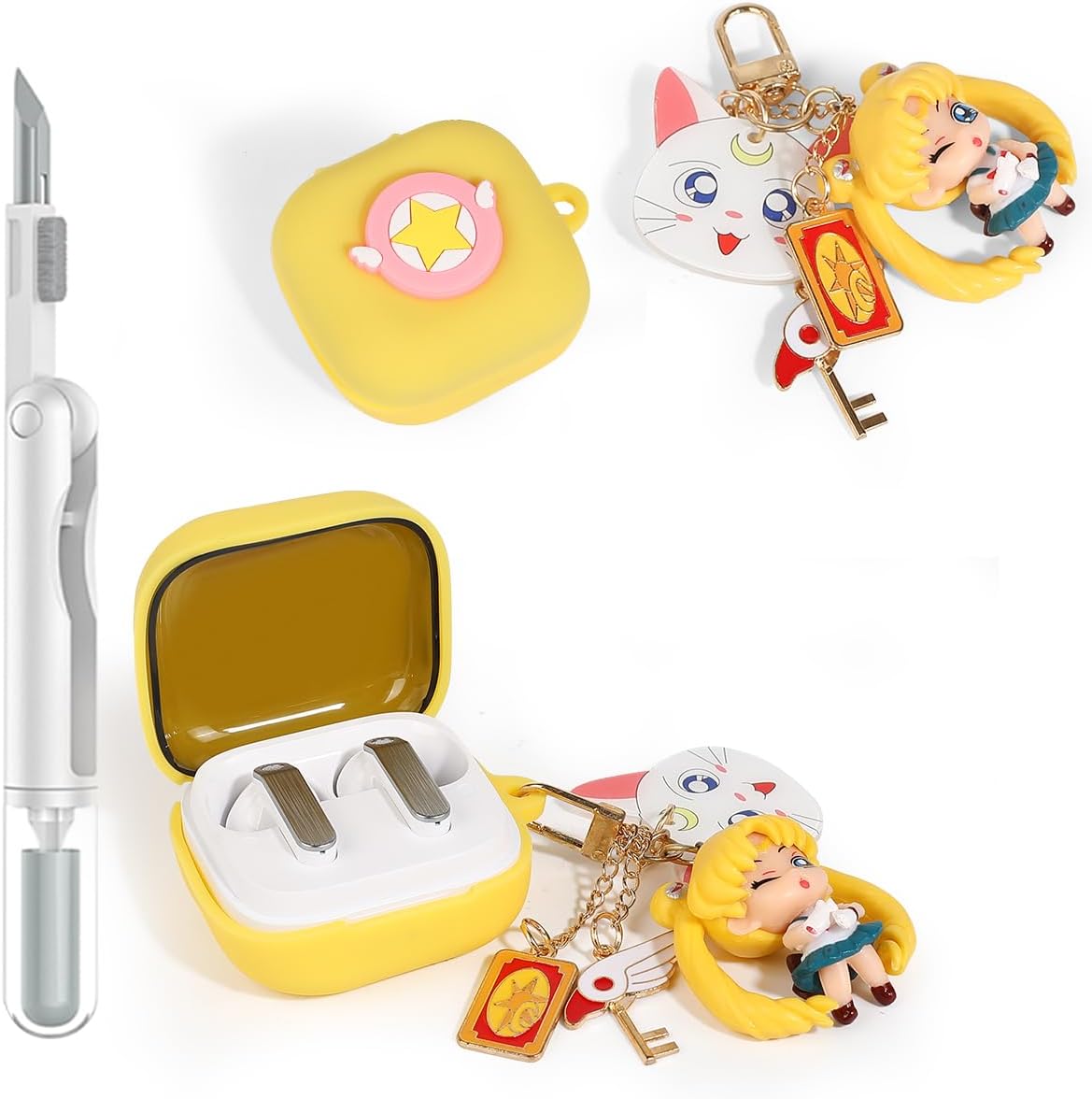 Case for Samsung Galaxy Buds 4 Pro | for Galaxy Buds 4 Earbuds (2026) | Cartoon Skin Design with Doll Anti-Loss Lanyard | Silicone Shockproof Protective Cover | with Cleaning Pen Kit (MNSD)