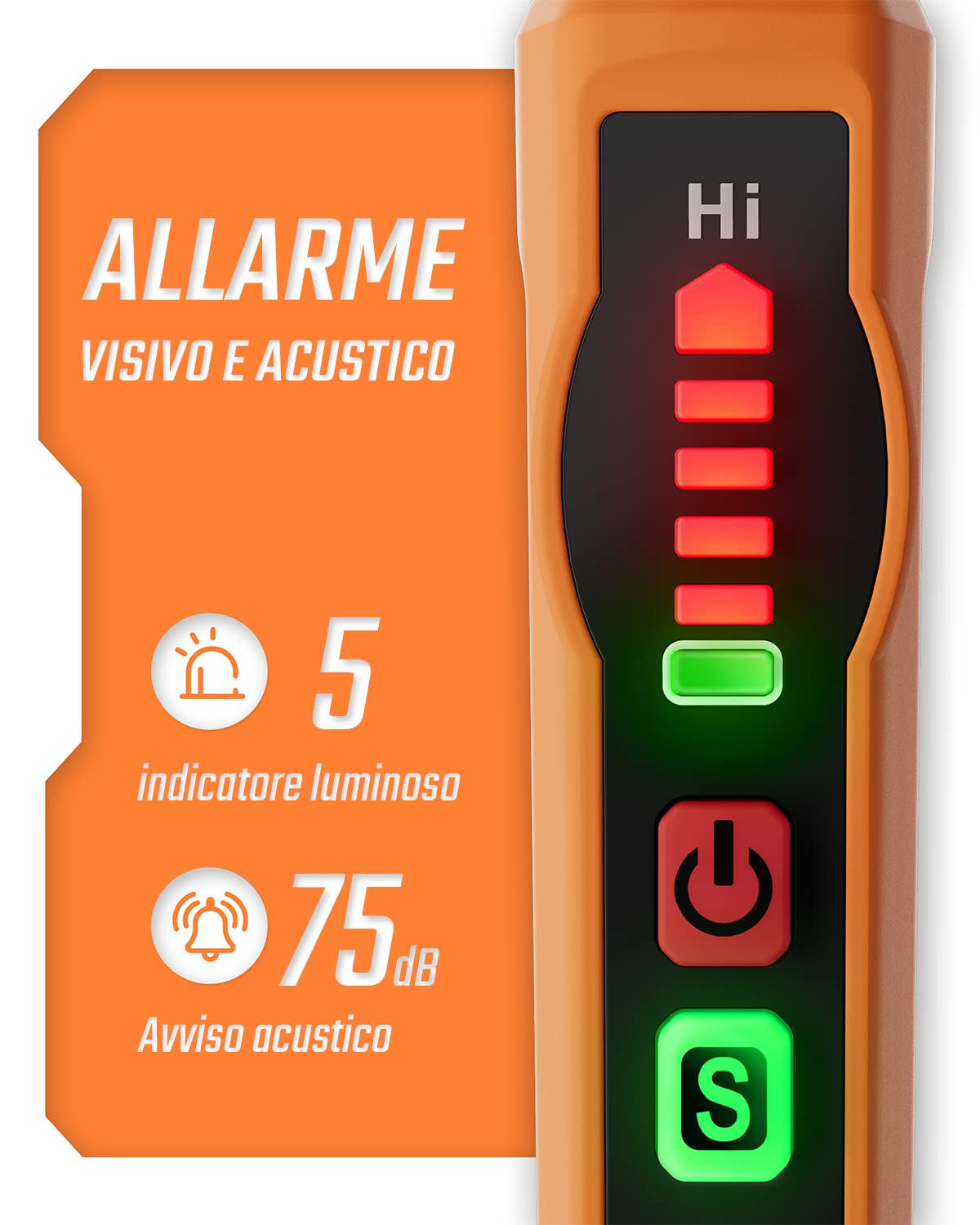 TopTes Rilevatore Perdite di Gas Metano Casa, PT177 Rilevatore Portatile per Individuare Fonti di Perdite di Gas Combustibili come Propano (Batteria Inclusa x2) - Arancione