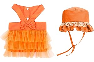 Orange Tutu Dog Dress with Hat