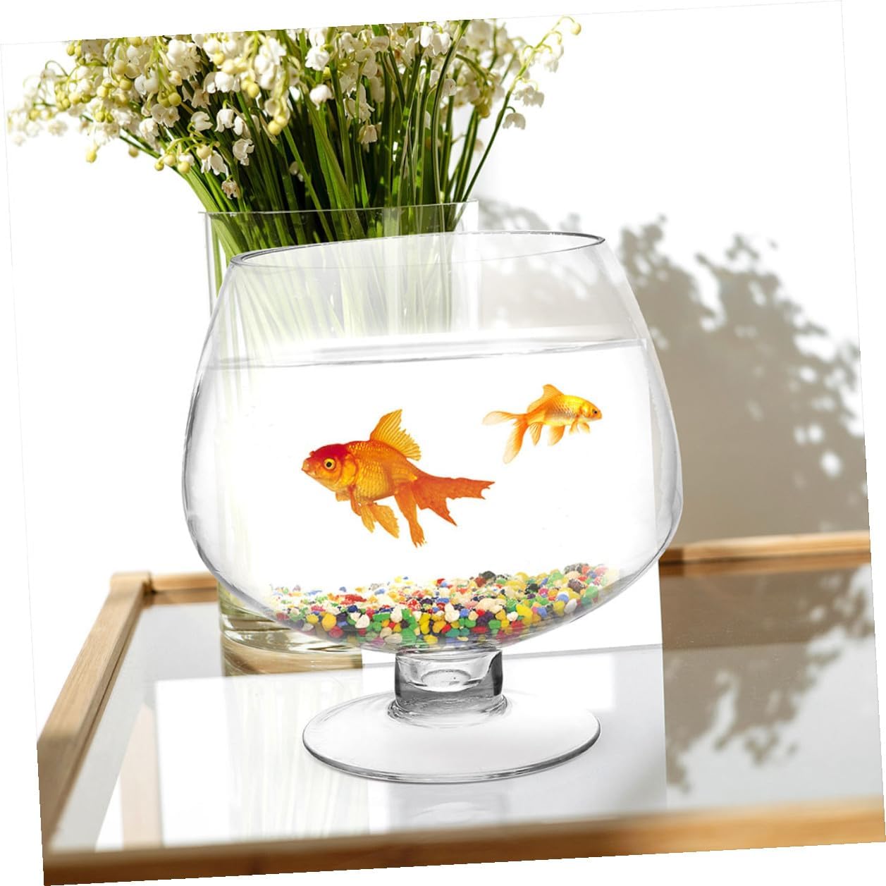 ABOOFAN Glass Fish Bowl Betta Fish Tank 5000ml Glass Aquarium Vase for Desktop Hydroponic Ecosystem, Decorative Small Betta Aquarium Suitable for Office and Home Use