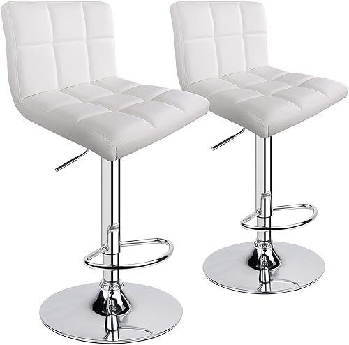 Miniatura 61 de Taburetes de bar de leopardo, moderno taburete giratorio ajustable de piel sintética con respaldo, juego de 2 (gris) Gris,Negro -,Caqui,Blanco,gris