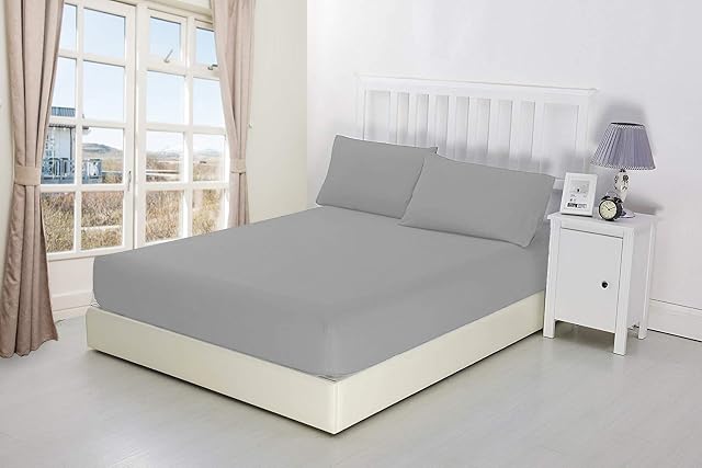 Extra Deep Fitted Sheets 16"/40CM Deep 14 Colours (Double, Silver)