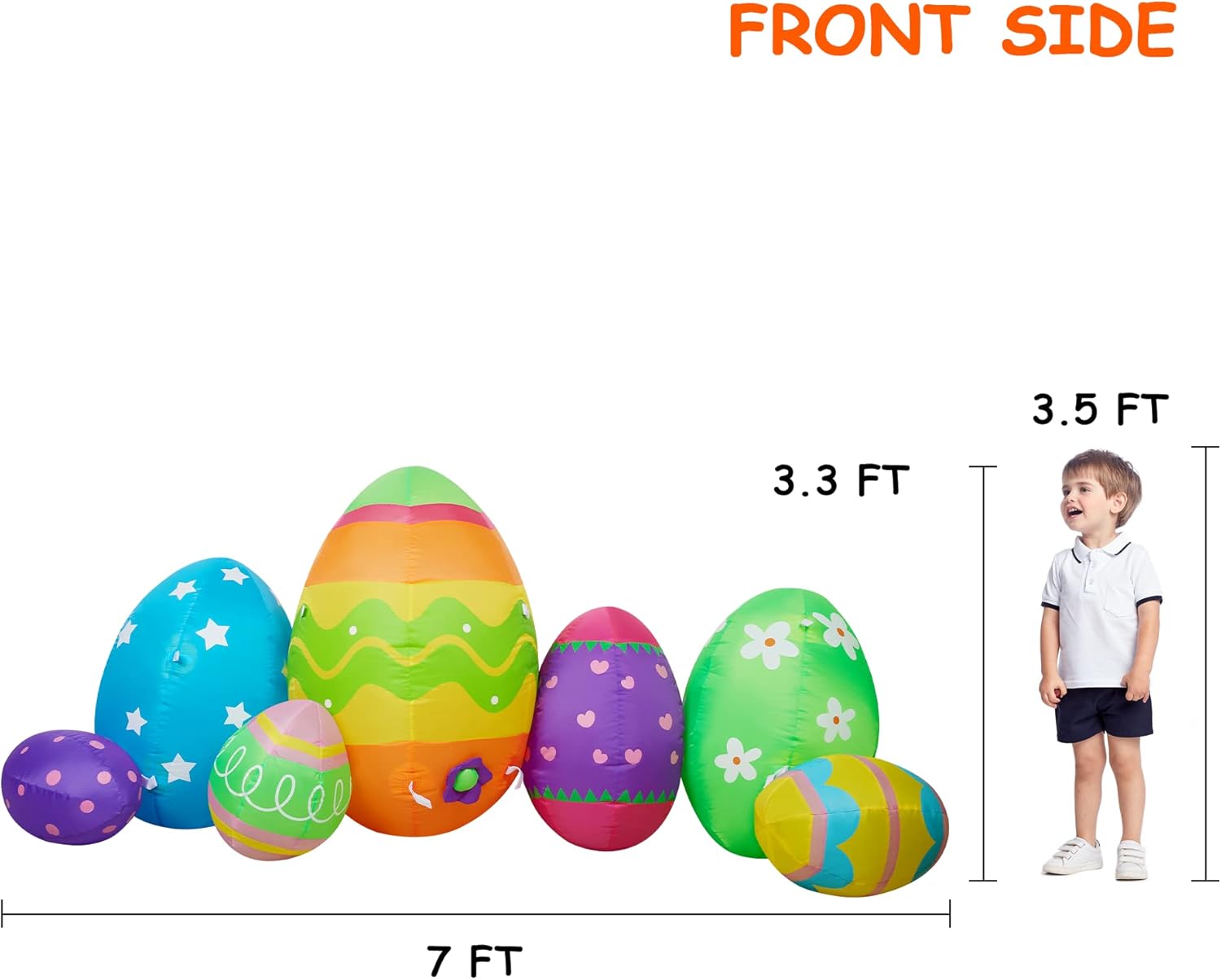 HOOJO Easter inflatables Outdoor Decorations, 7 FT Length Easter Decor Colorful Eggs Build-in LED, Easter Blow Up for Holiday Yard, Lawn, Garden, Party : Patio, Lawn & Garden