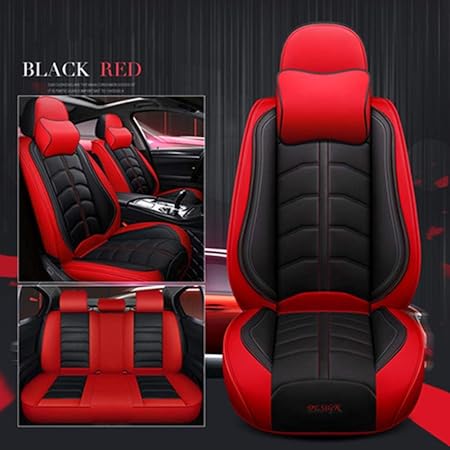 Amazon スポーツレザーカーシートカバー用トヨタカローラカムリrav4オーリスプリウスヤリスアベンシスsuvオートアクセサリー車のスタイリングクッション ブラックレッドは枕を持っています シートカバー 車 バイク