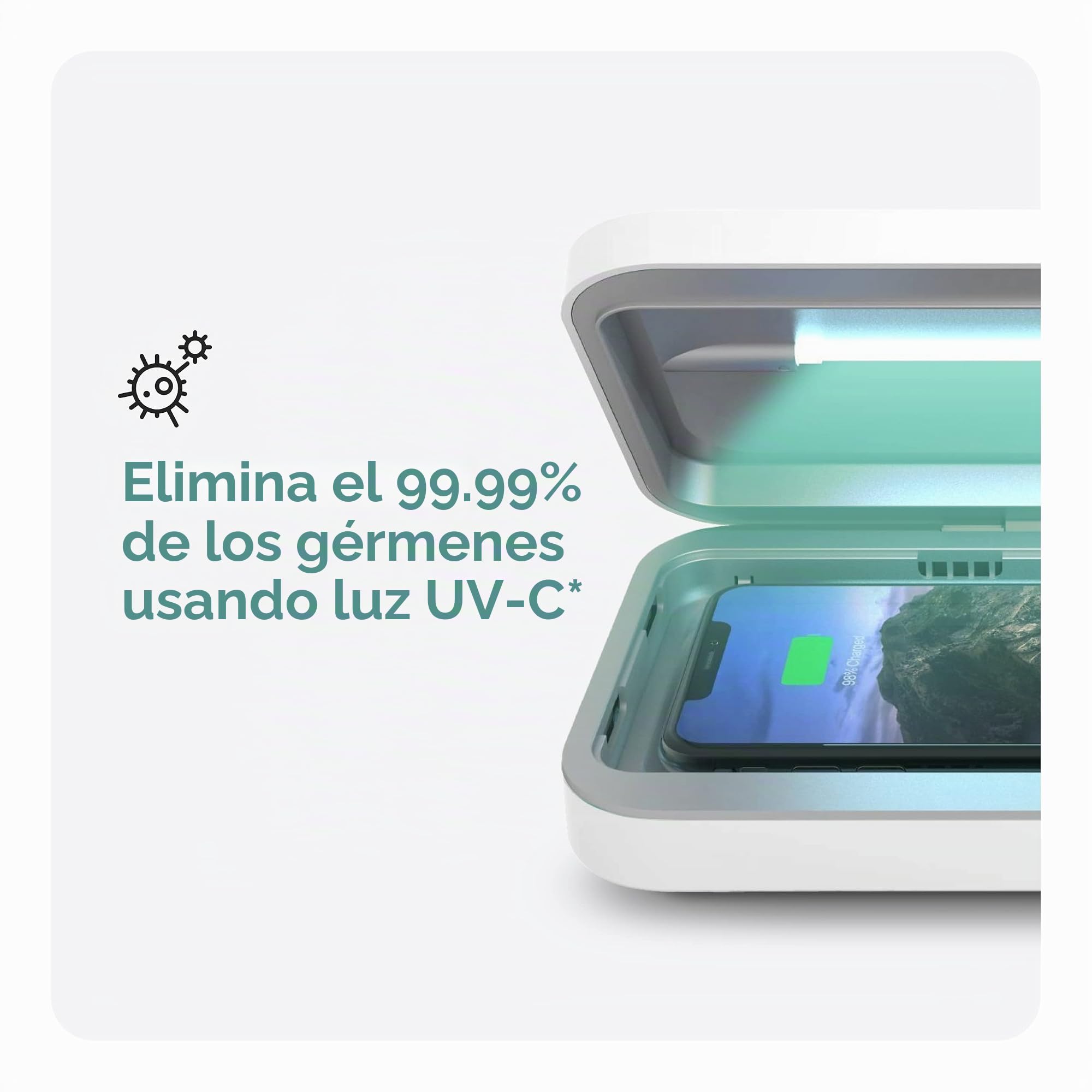 PhoneSoap 3 Desinfectante UV para teléfonos celulares y Cargador Doble Universal para teléfonos | Sanitizador UV Patentado y clínicamente Probado | Limpia y Carga Todos los teléfonos - Negro