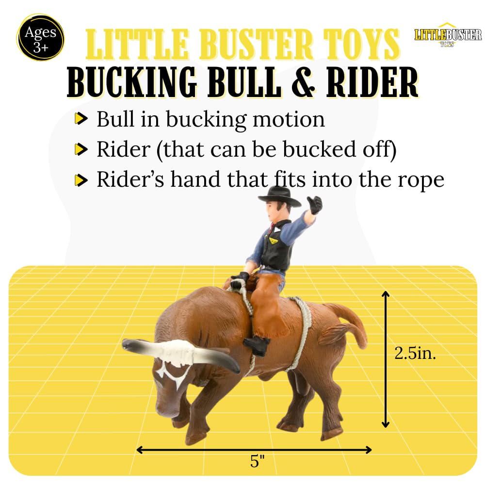 Little Buster Toys Bull Rider - Cowboy en un Brown Bucking Bull, escala 1/16
