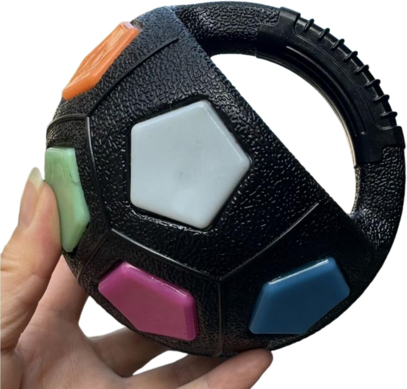 The Mellow Dog Calming Ball with Handle,Squeaky Dog Toy,Interactive Toss,Dogs Football Toy for Water Play,Training & Outdoor Games(Without Squeaky Tennis Ball Inside) (Black)