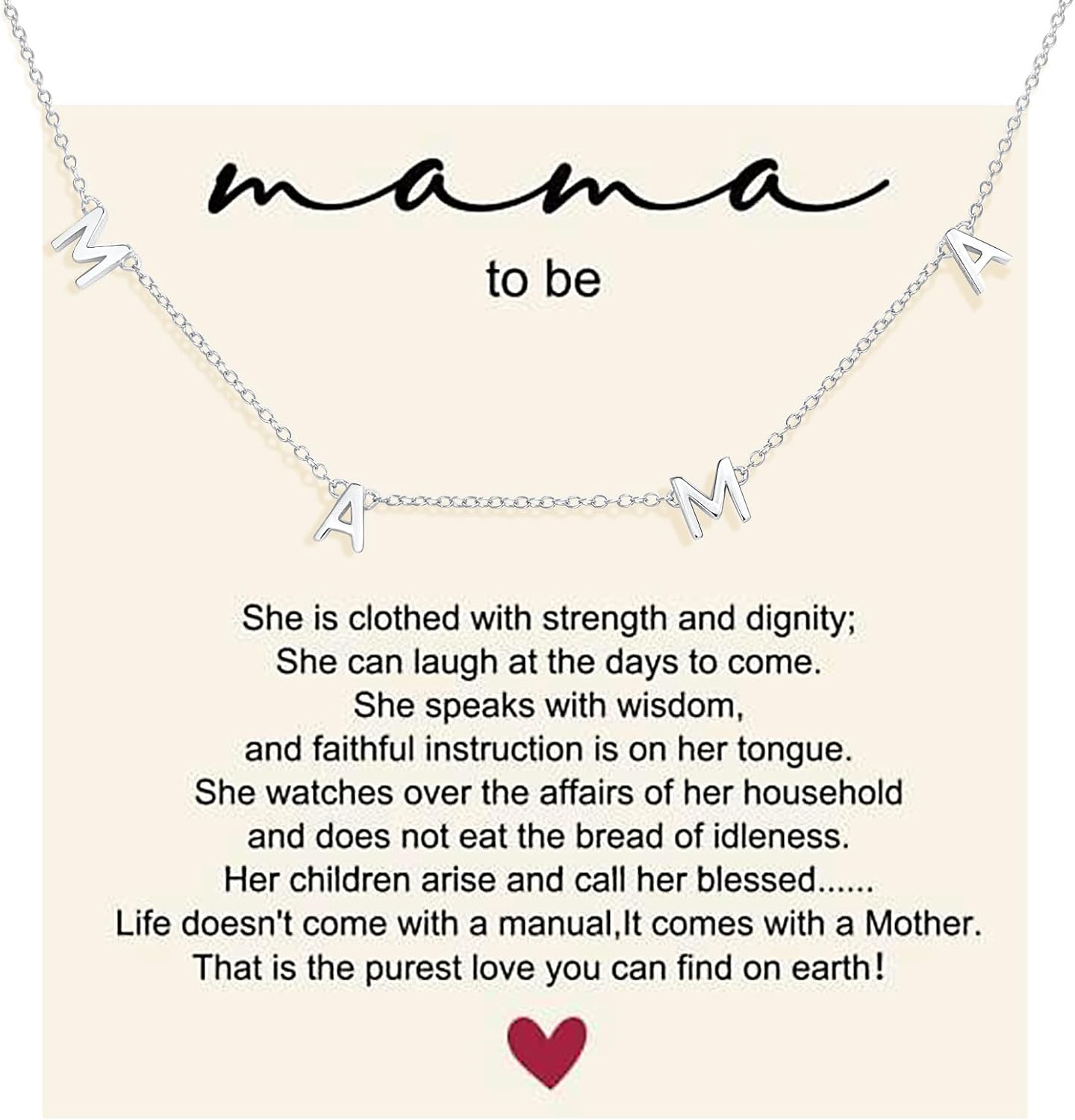 MaMa Pendant Necklace for Women 925 Sterling Silver 18K Gold Plated Mom Necklace Silver Dainty Mother Jewelry Cute Pendant Necklace, Initial Necklace Birthday Gift Jewelry for New Mom Women Wife Anniversary
