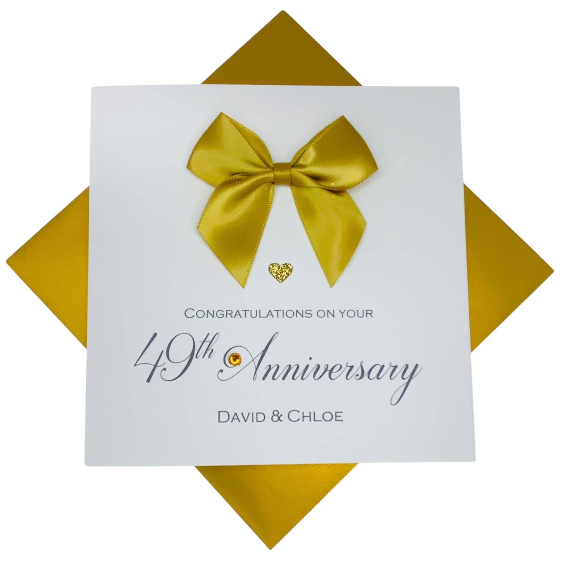 49th Wedding Anniversary Card - Copper 49 Year Forty Ninth Anniversary Greeting Card, Personalised Gift for Wife, Husband, Parents, Couple Friends - Various Designs - 18 Colours (Regal Bow) โ image 1