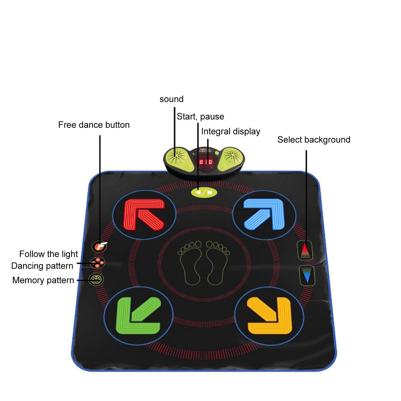 Pad da Ballo per Musica Elettrica Regolabile con 3 modalità di Gioco Pieghevole per Bambini e Famiglie Materiale PVC 90 X 90 Cm
