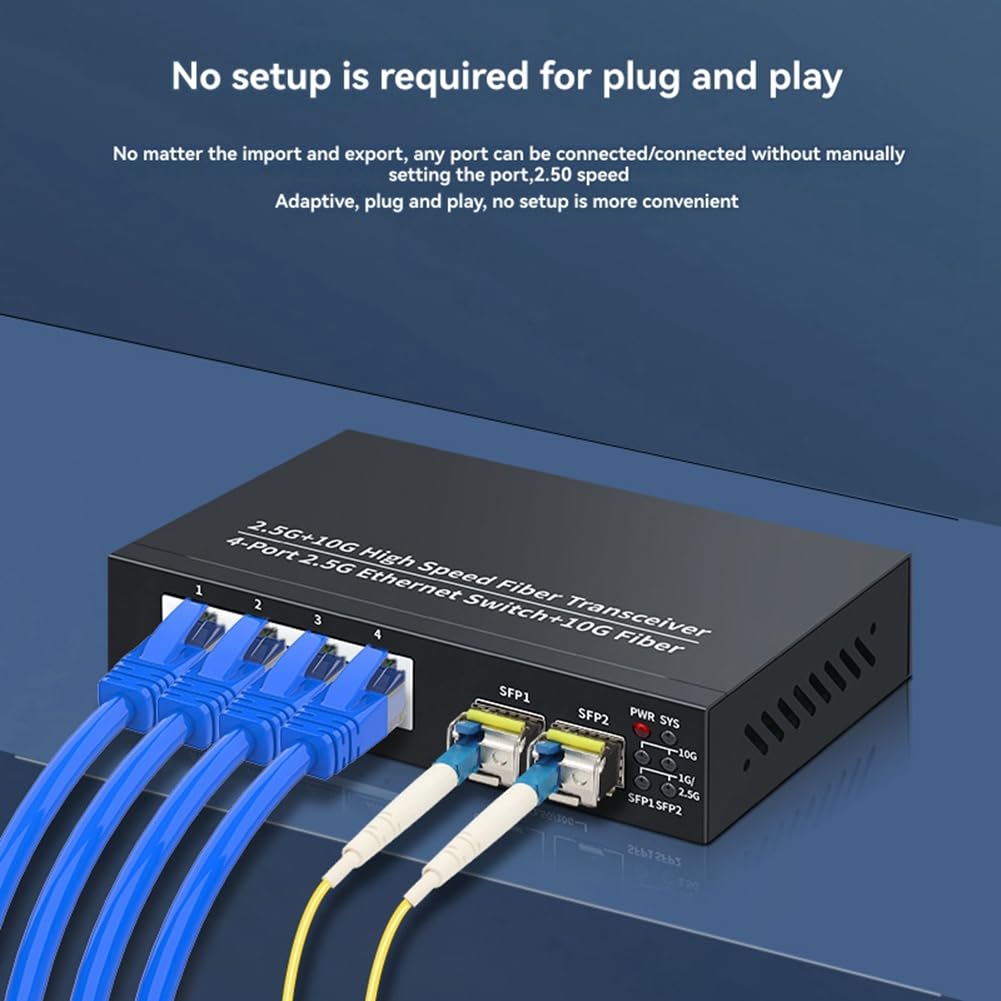 Malloy Przełącznik Ethernet 2.5G 4 porty 2500 Mbps 2-portowy przełącznik sieciowy 10G + gniazdo hub domowego laboratorium Splittler Internet Plug and Play