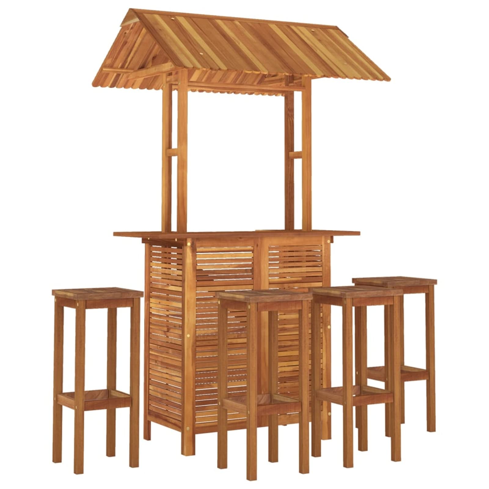 ZHOUMIN Ensemble de Bar de Jardin 5 pcs Bois d'acacia Solide u,Ensemble Bar Exterieur,Ensemble Table et Chaise de Bar,Salon de Jardin Exterieur