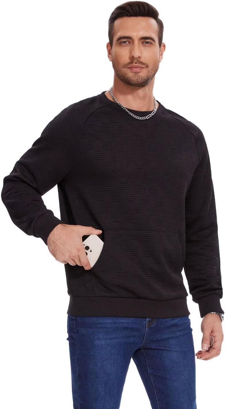 Pdbokew Men's Lightweight Sweatshirts with Kangaroo Pocket Relaxed Fit Crew Neck Pullover Shirt - Image 4