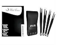 4PC Professional Tweezers Set for Men&Women–Premium Stainless Steel Precision Tweezers for Women Facial Hair Removal,Eyebrow Shaping,Ingrown Hair Extraction,Splinter&Fine Hair Grooming (BLACK)