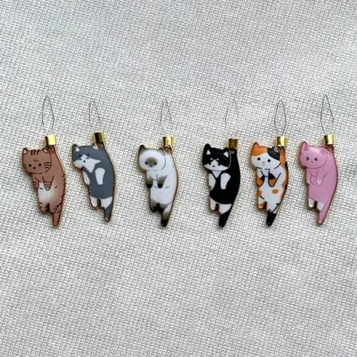 AUNVITO Cat Needle Threader, 6Pcs Adorable Mini Cat Threader, Clothing Embroidery Accessories, DIY Gadget for Sewing Crafting