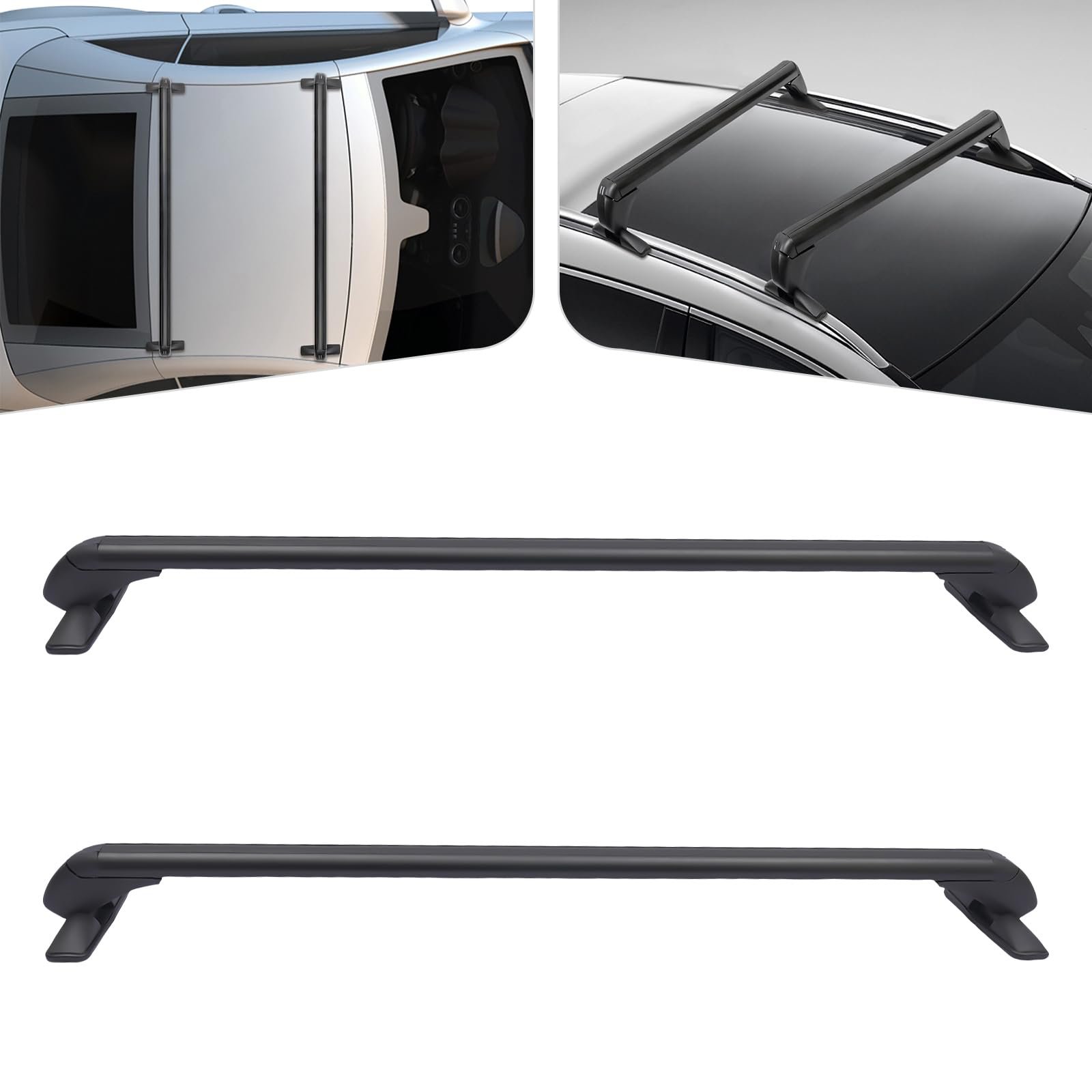 Barre portatutto universali per auto, barre trasversali, 2 pezzi, barre portatutto in alluminio, portata 75 kg, adatte per 4/5 porte, con protezione