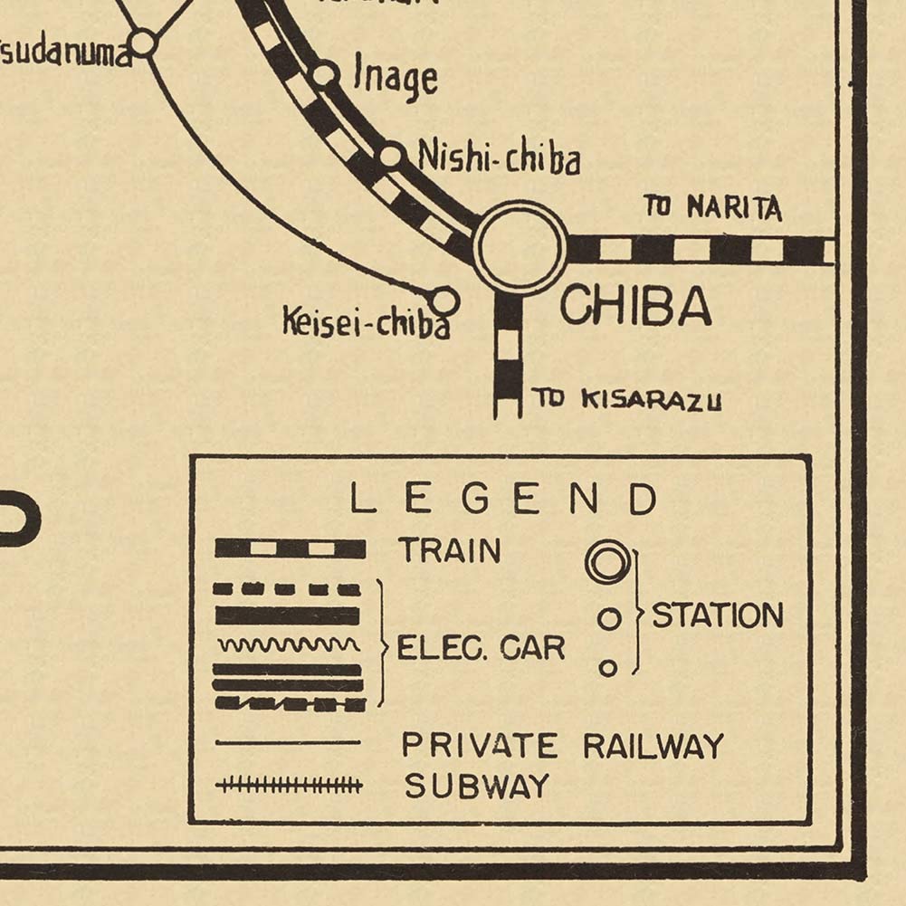 Amazon.com: Antiguos Maps -Tokyo Japan Railway Map Circa 1957
