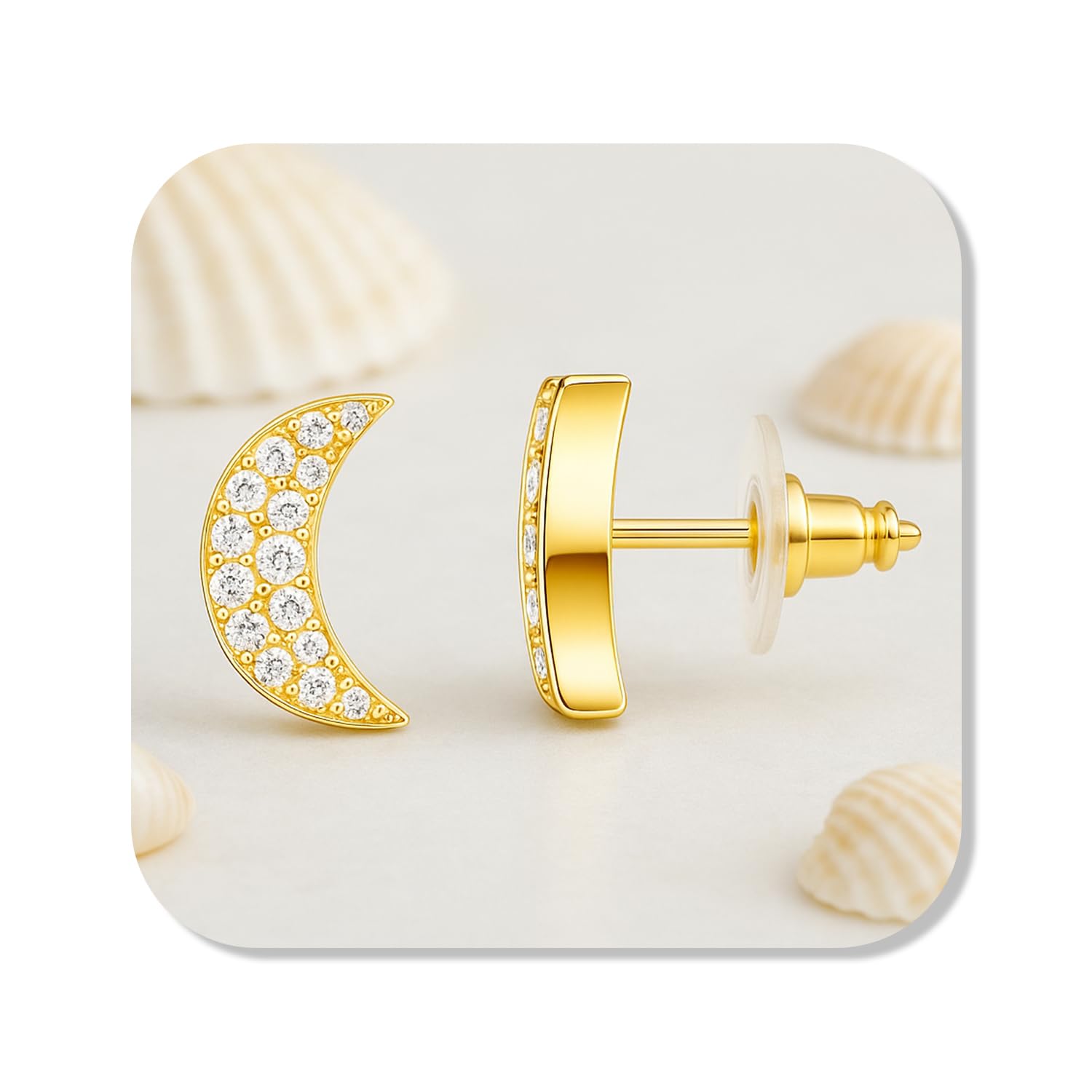 FASHIONS Elegant Gold Plated Small Stud Earrings Hypoallergenic & Lightweight Ear Studs for Women & Girls-image-0