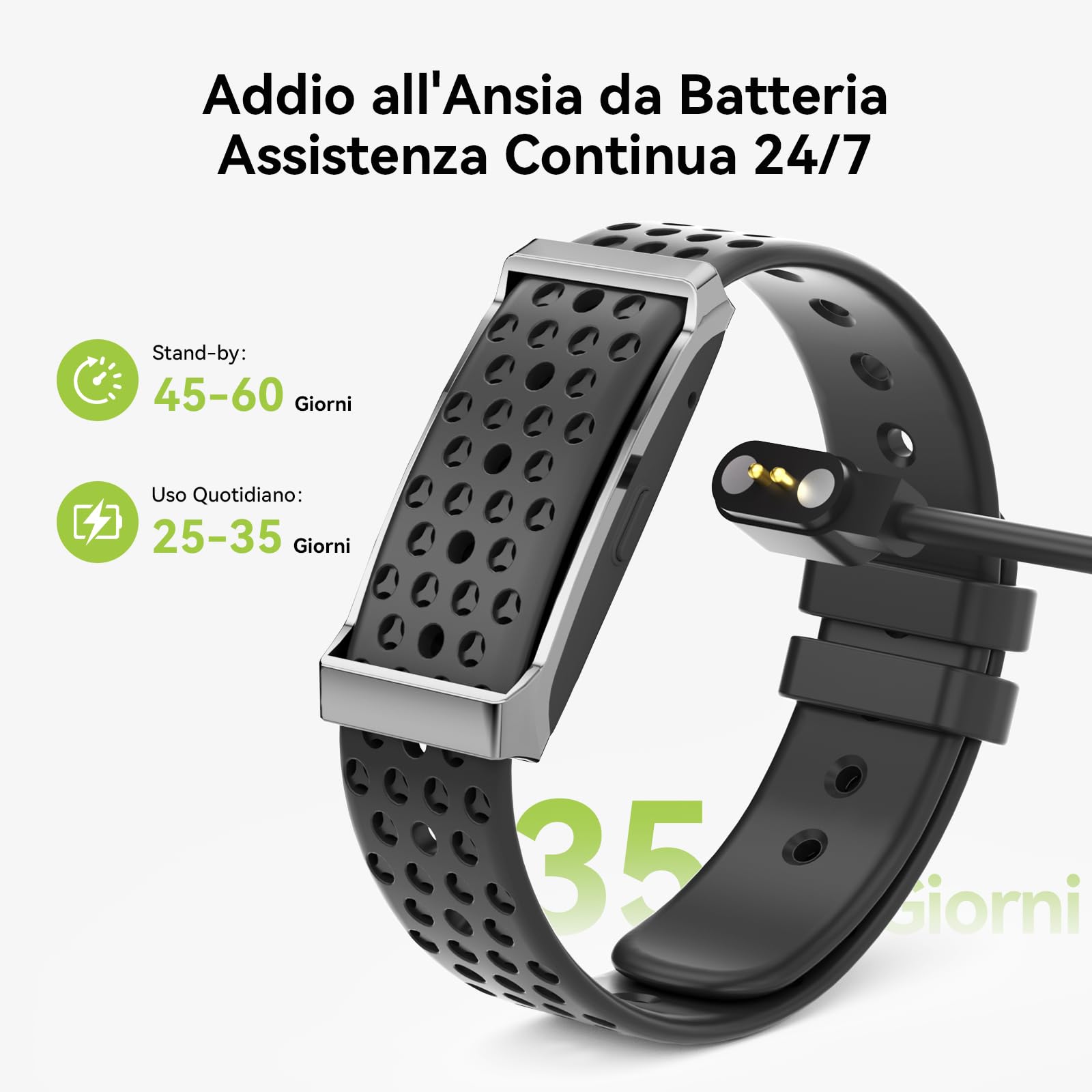 Smart Band Fitness Tracker senza Schermo con AI Analisi, Smartwatch con Frequenza Cardiaca & Sonno 24/7, Batteria da 35 Giorni, 170+ Modalità Sport, Non Abbonamento Richiesto per IOS Android