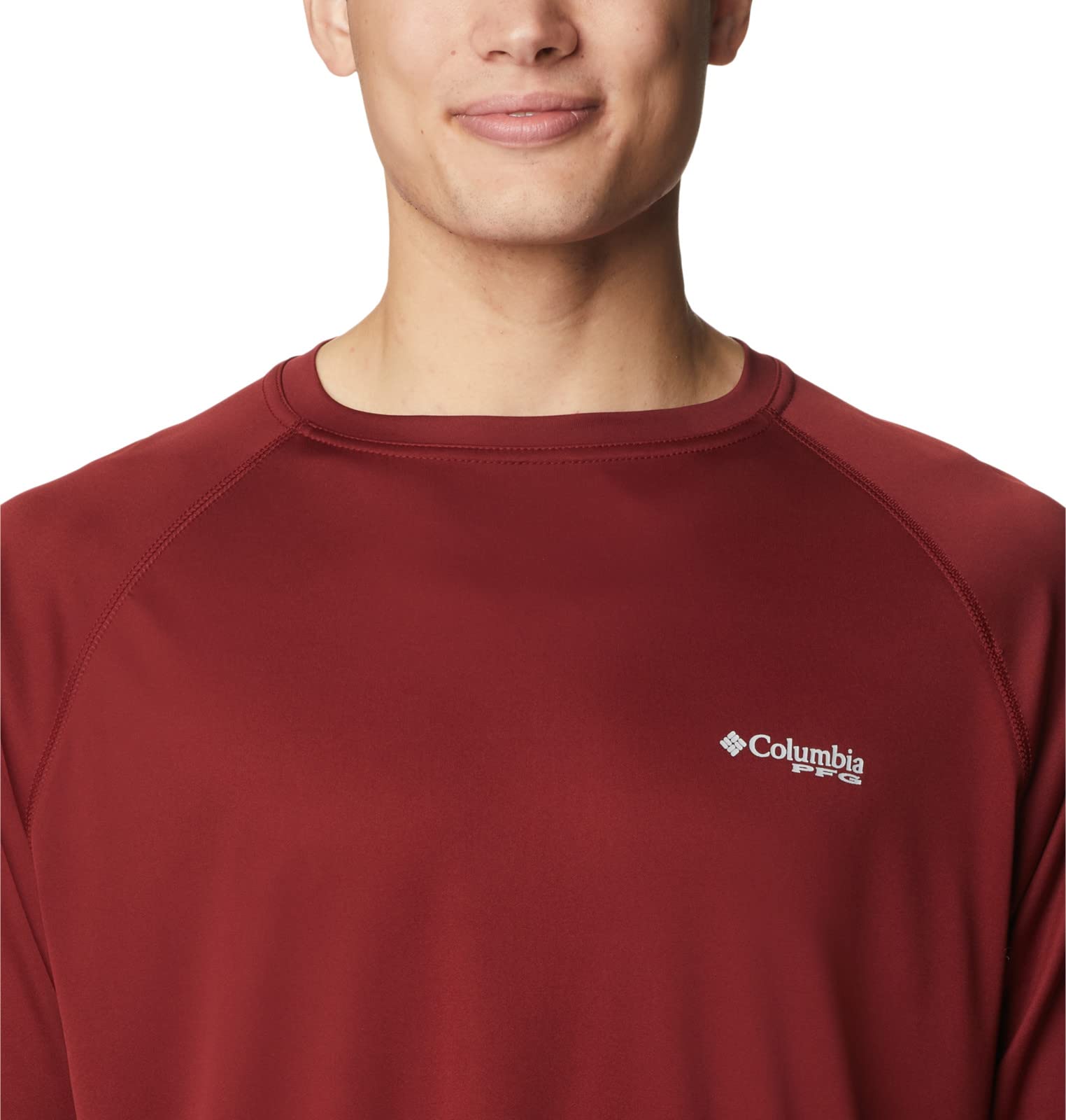 Columbia Chemise à Manches Longues Terminal Tackle pour Homme, Jaspe Rouge/Logo Gris Froid, M