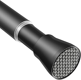 AIZESI Spring Tension Curtain Rods 28 to 48 Inch Black Shower Rod Tension Rods Never Rust Non-slip Shower Curtain Rod Tension No Drill Adjustable Curtain Rods Spring Tension Rod for Window or Shower