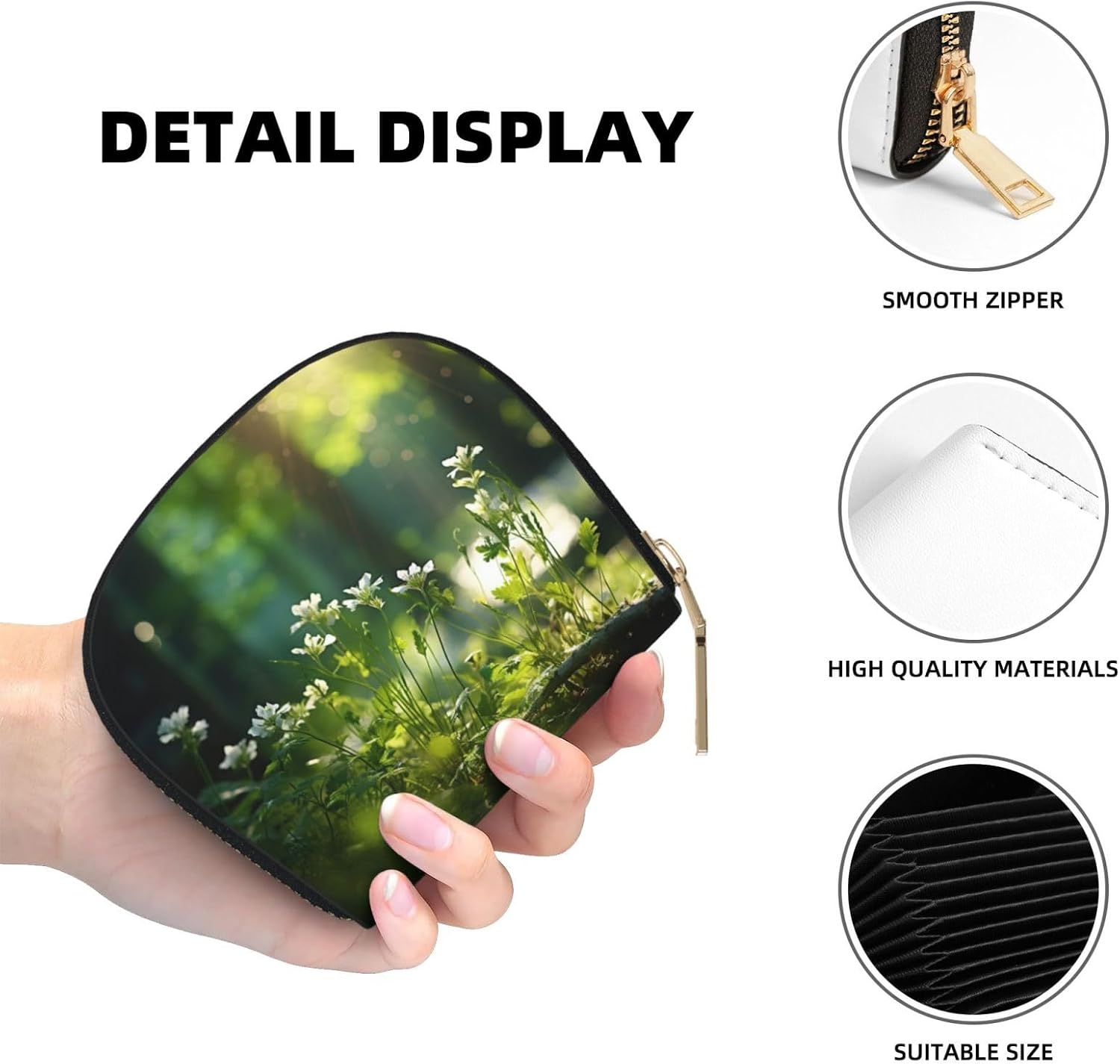 Wild Flowers Birds Leaves Branches3 print Wallet Credit Cards Holder Business Card Case for Men Women Compact Size for Adults