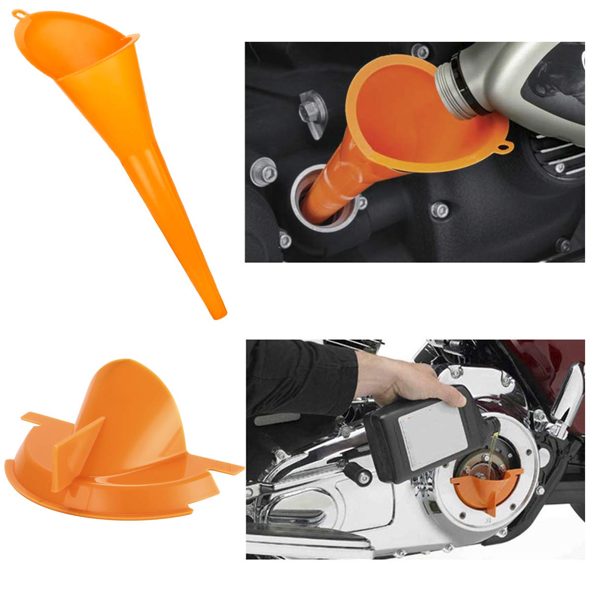 FANCYTIMES Crankcase Fill Funnel Primary Case Oil Fill Oil Funnel Set for Harley 2 Pcs