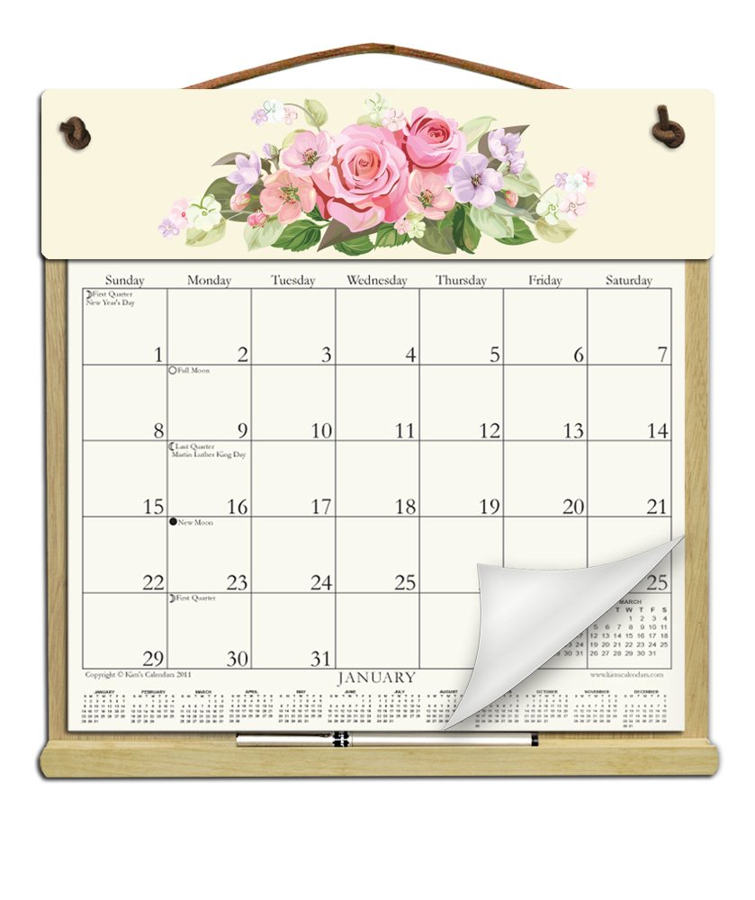 Wooden Refillable Calendar Holder Filled with a 2026 Calendar and Includes an Order Form Page for 2027-FLORAL