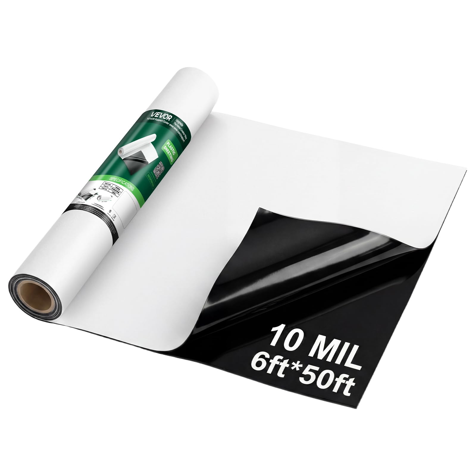 VEVOR 6' x 50' Plastic Sheeting 10 Mil Heavy Duty Plastic Drop Cloth