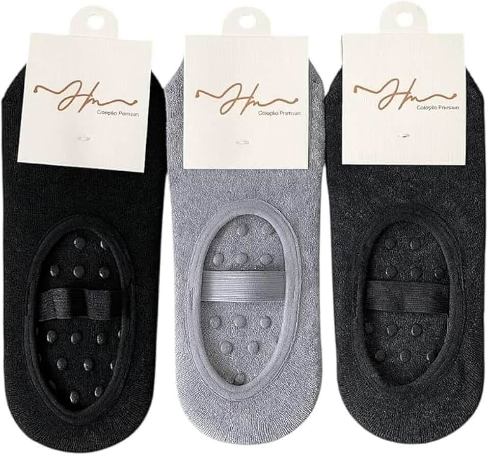 Kit Pares Meias Sapatilha Antiderrapante para Pilates e Yoga, Malha, Cores Sortidas e preta