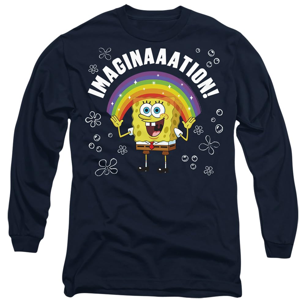 Spongebob Imagination Mens Long Sleeve T Shirt, Navy, XX-Large