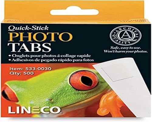 Lineco Paquete de 500 pestañas fotográficas Quick Stick