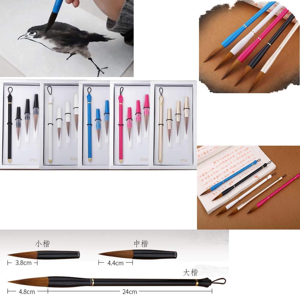 LekLai Stylos de Calligraphie, Pinceau à Dessin, Stylo de Calligraphie de Peinture Chinoise, Ensemble de pinceaux Kanji, Cheveux de Stylo remplaçables, A01