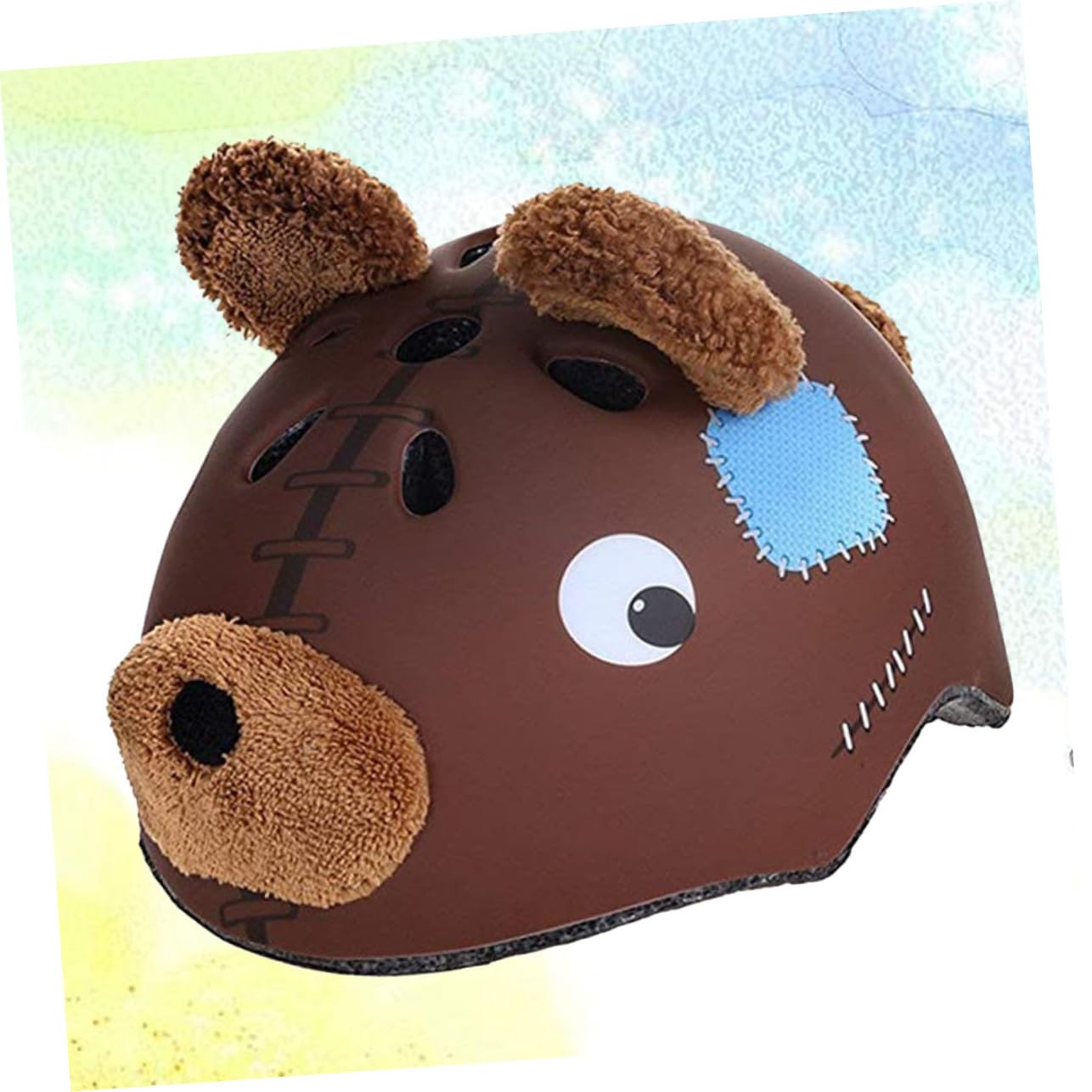 Casco Protettivo per Ragazzi, Design Orso, Materiale Espanso, Marrone