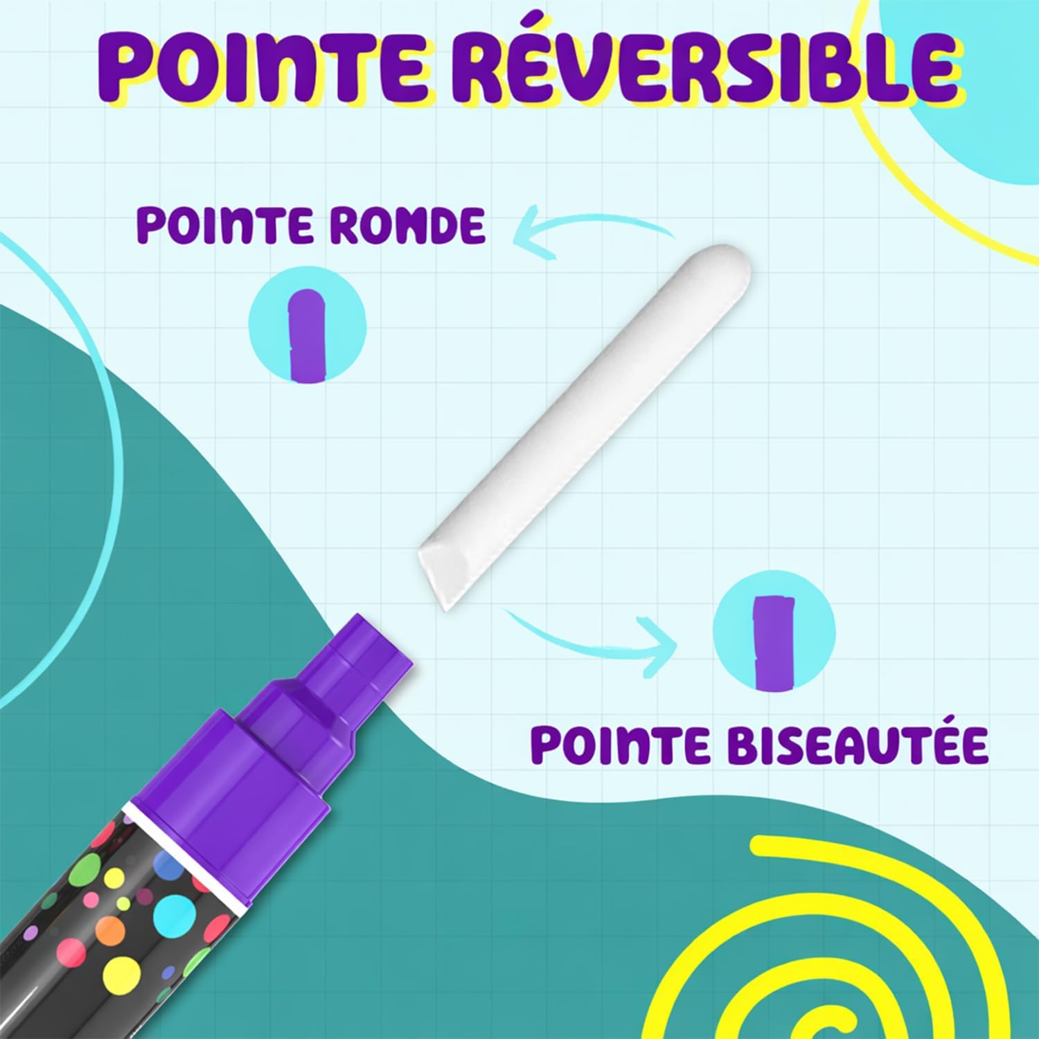 Chalkola Set 10 Feutre Craie Liquide Effaçable | Pointe Réversible 6mm | Chalk Marker et Peinture Stylo Craie pour Tableau Noir | Effacable Marqueur pour Vitre, Fenetre Verre, Ardoise