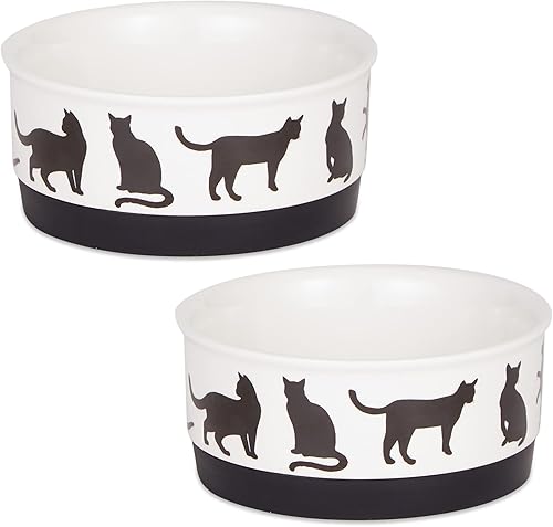 Miniatura 13 de Bone Dry Cuencos de cerámica para gatos, aptos para microondas y lavavajillas, juego pequeño, 4.25 x 2, azul marino, 2 unidades