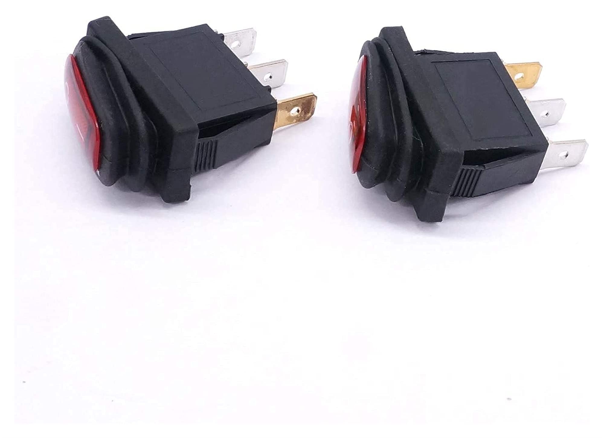 2 interruptores de palanca basculante de CA impermeables de 12 V con luz roja para coche, SPST de 3 pines, 2 posiciones, KCD3-101NW-I/O