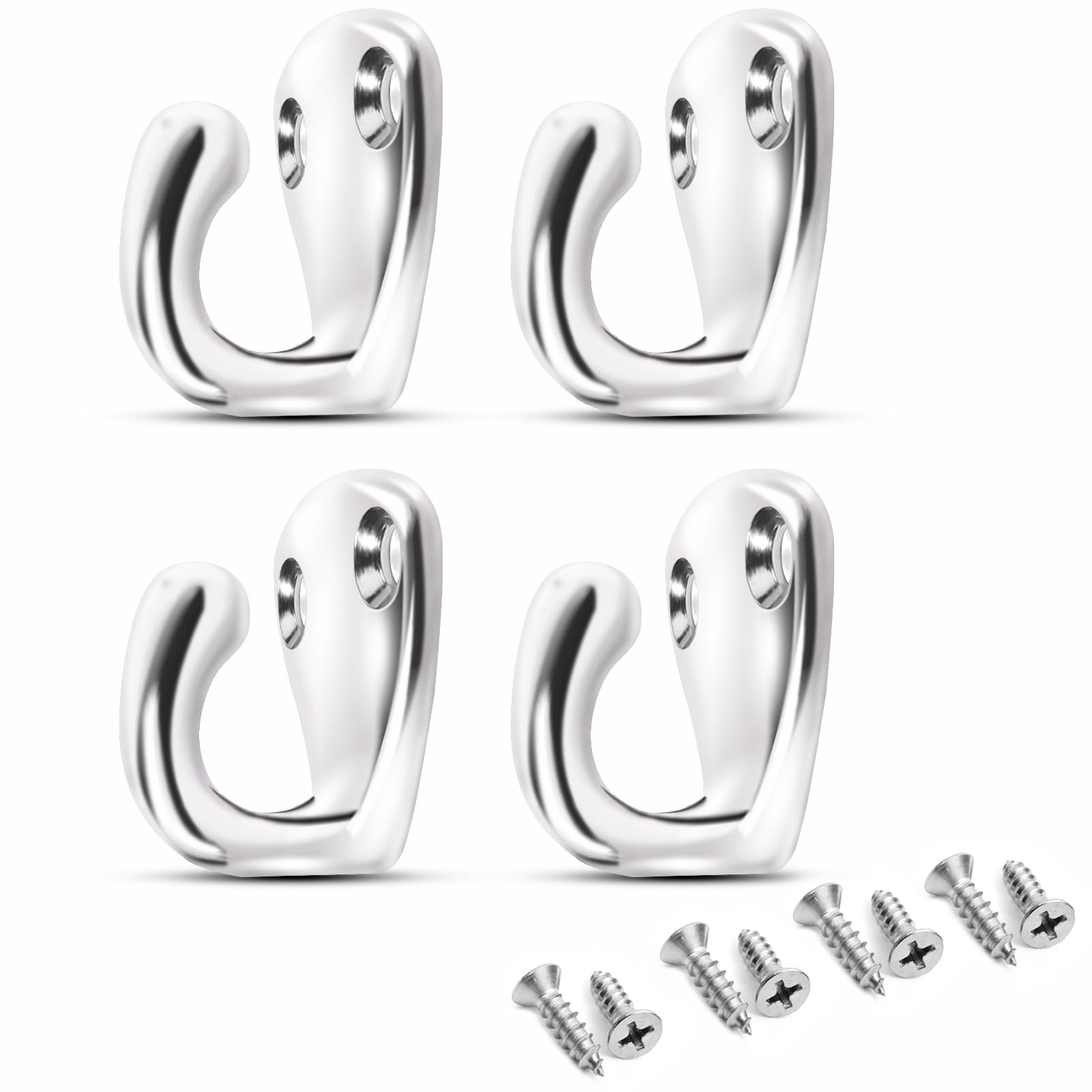 AMYSPORTS Wall Hanger Screw Hook Stainless Outdoor Hanging Ceiling Hook Steel Heavy Duty Cup Hooks String Hardware SUS316 4pcs