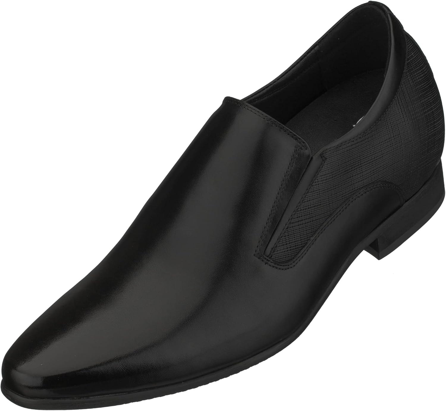 CALTO Men's Invisible Height Increasing Elevator Shoes - Black Leather Slip-on Formal Dress Loafers- 3 Inches Taller - Y5530 - Size 9 D(M) US
