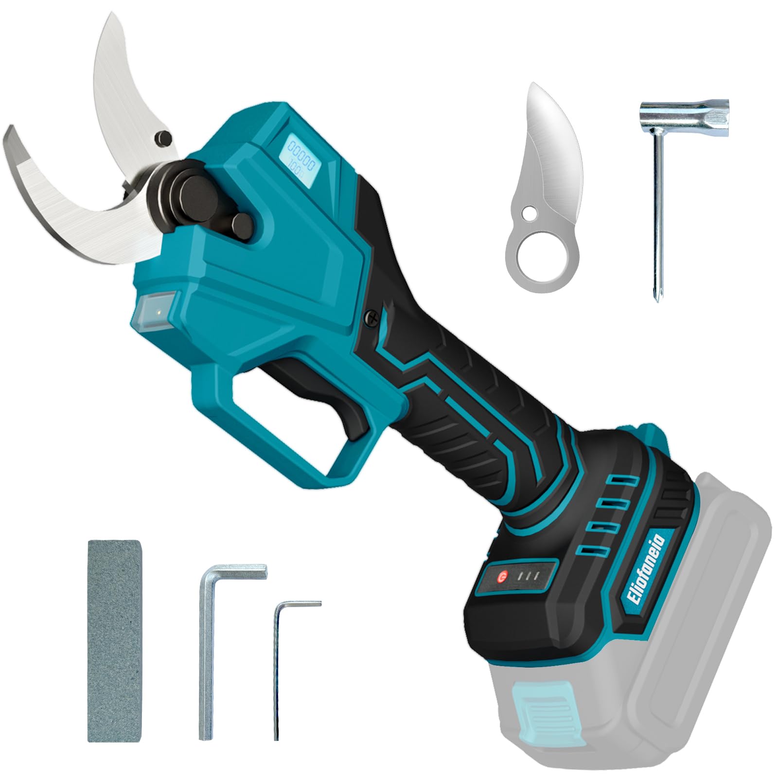 Sécateur électrique sans fil, diamètre de coupe max 40 mm, compatible pour batterie Makita 18 V,Affichage LCD,Moteur brushless, éclairage (sans batterie ni chargeur) pour le jardin