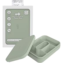 ezpz Baby-Led Weaning Box Sage - 6 Months+ 100% Silicone Lunch Box for Mealtime + Travel - All-in-one Feeding + Storage System - Supports BLW Tools - Baby Feeding Essentials
