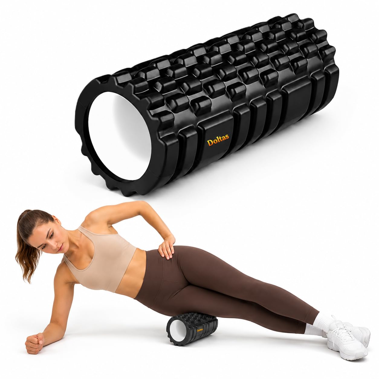 DOLTAS Foam Roller for Back Pain Relief | High Density Deep Tissue Massage Roller for Muscle Recovery, Exercise & Stretching | Body Pain Relief Roller for Gym, Home Workout, Yoga & Physiotherapy | Black-image-19