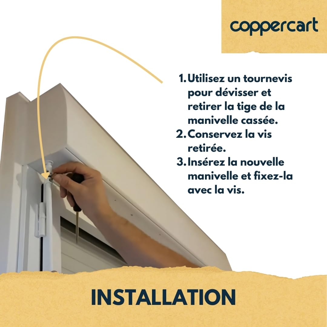 Manivelle Complète pour Volet Roulant 1300 mm - Tige Barre E618D - Acier Laqué Blanc diamètre 12mm - Poignée Ergonomique et Clip Mural - Qualité Française