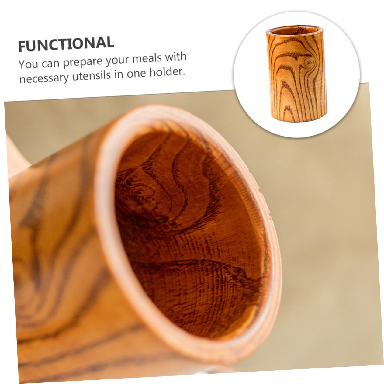 Soporte de Utensilios de Madera Resistente para Cocina Organizador de Cubiertos y Utensilios Portaplumas y Escurre Cubiertos Compacto para Encimera